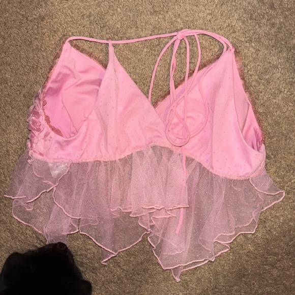 NEW UO Kimchi Blue Tabatha Rosette Babydoll Top - Picture 7 of 9